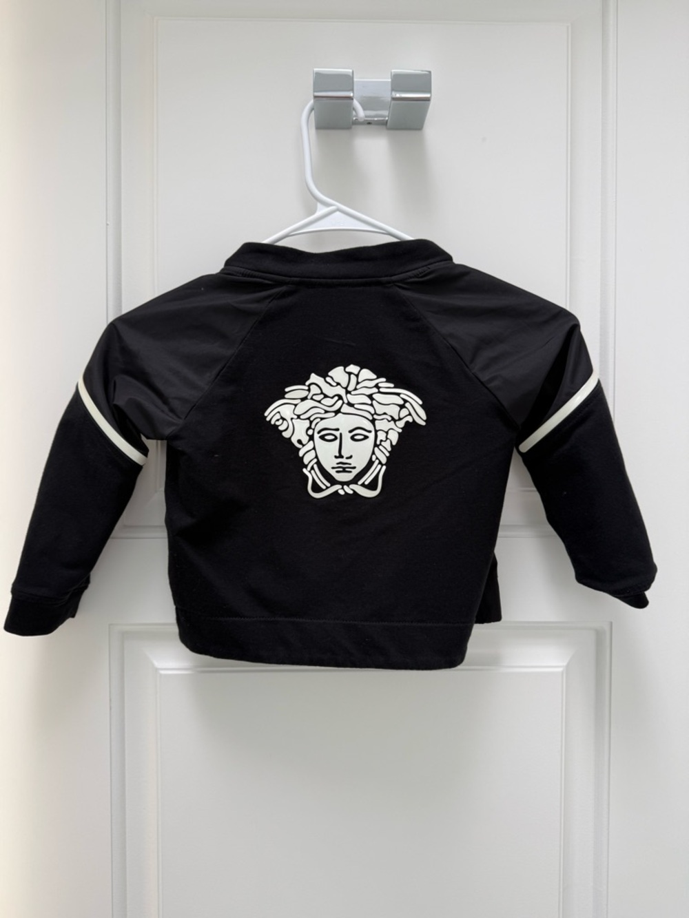 Versace Black Kids bomber Jacket with White Medusa Logo